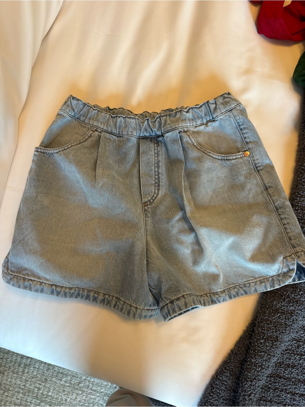 Brunello Cucinelli Light Blue Elastic-Waist Denim Shorts